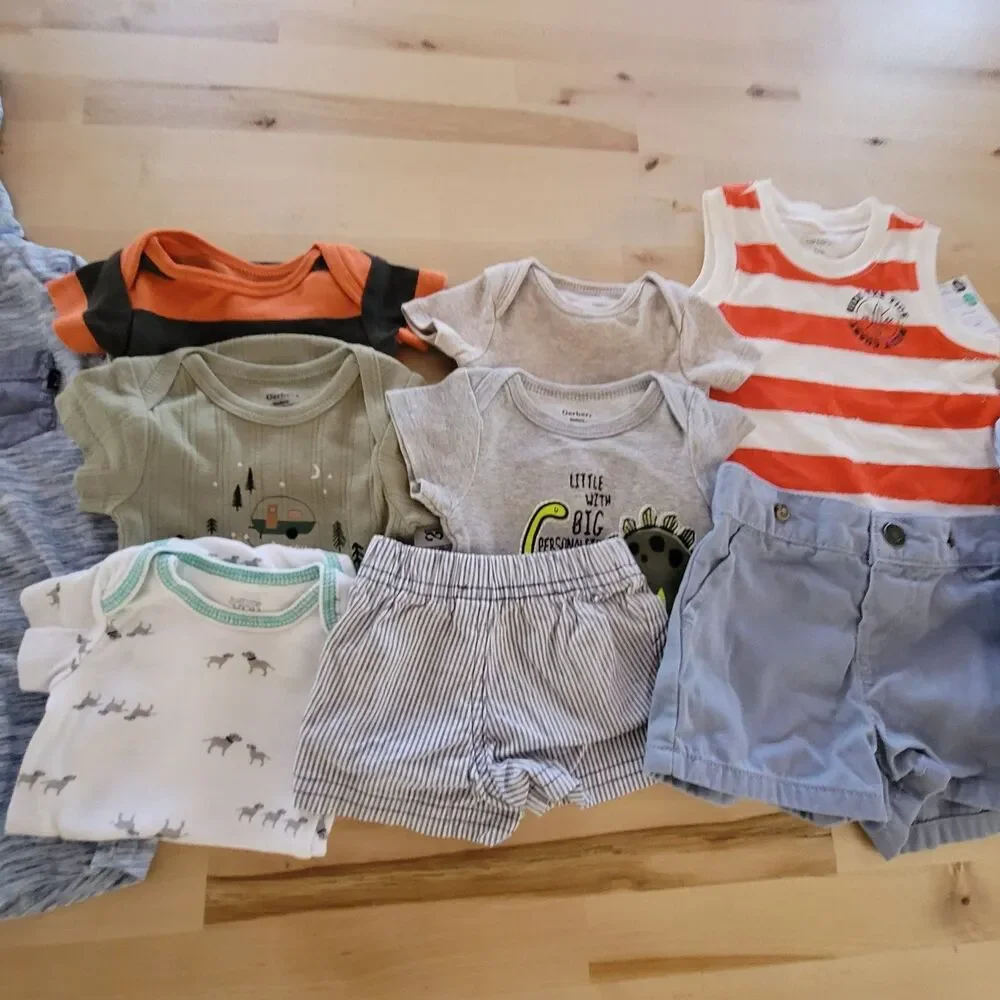 Infant Baby Boy Clothing Lot NB 0-3m OshKosh Carter's NEW One Piece Shorts Blue